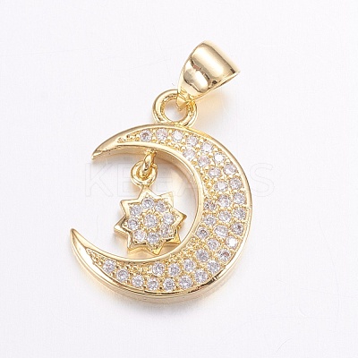 Brass Micro Pave Cubic Zirconia Pendants ZIRC-G125-55G-1