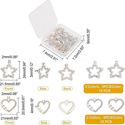 24Pcs 4 Style Alloy Pendants ALRI-FH0001-07-1