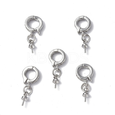 Brass Micro Pave Clear Cubic Zirconia Twister Clasps KK-P223-19P-1