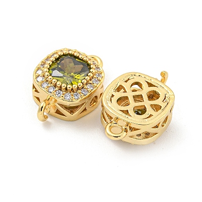 Brass Pave Cubic Zirconia Connector Charms KK-B096-05G-02-1