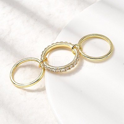 Brass Micro Pave Cubic Zirconia Finger Rings RJEW-P166-01A-G-1