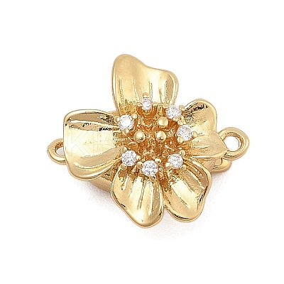 Brass Micro Pave Clear Cubic Zirconia Box Clasps KK-C075-18G-1