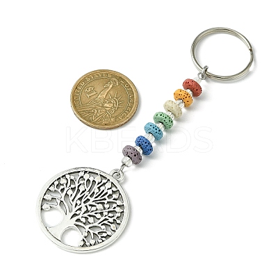 Chakra Natural Lava Rock & Alloy Tree of Life Pendant Keychain KEYC-JKC00644-03-1