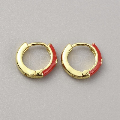Enamel Hoop Earrings with Clear Cubic Zirconia EJEW-WH0004-39H-1