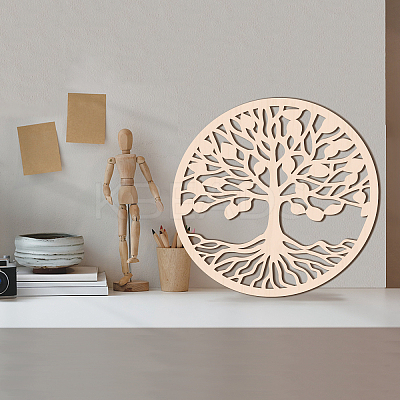 4Pcs 4 Styles Laser Cut Wooden Wall Sculpture WOOD-GL0001-05-1
