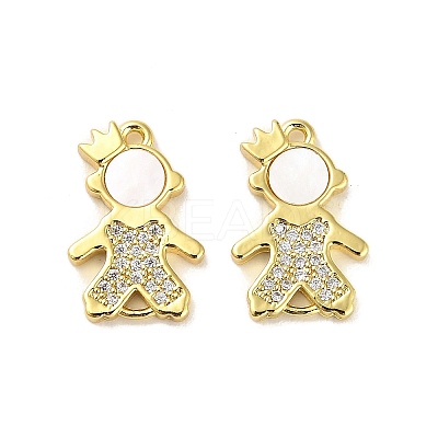Brass Micro Pave Clear Cubic Zirconia Prince Connector Charms KK-K365-15B-G-1
