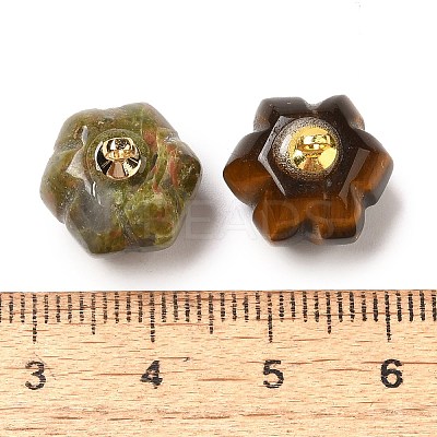 Natural & Synthetic Mixed Gemstone Pumpkin Charms with Golden Tone Brass Bails G-C158-06G-1
