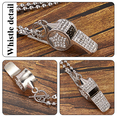 1pc Stainless Steel Whistle Pendant Necklaces NJEW-CN0001-08-1