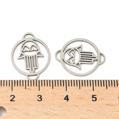 201 Stainless Steel Laser Cut Ring with Hamsa Hand Links STAS-P428-09P-1