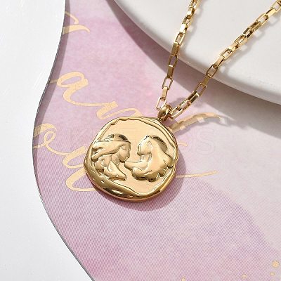 304 Stainless Steel Constellation Pendant Necklaces NJEW-K392-01G-03-1
