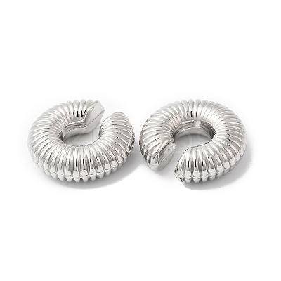 Rack Plating Brass Textured Round Cuff Earrings EJEW-R150-02P-1