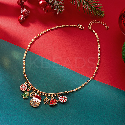 Alloy Enamel with Rhinestone Pendant Bib Necklaces FS-WGEB151-01-1