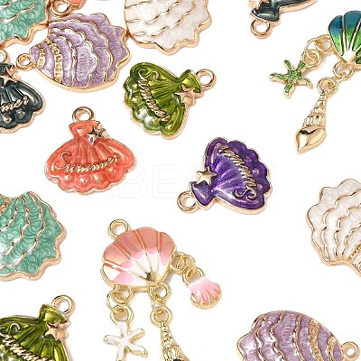 16Pcs 9 Styles Alloy Enamel Pendants ENAM-FP0002-66-1