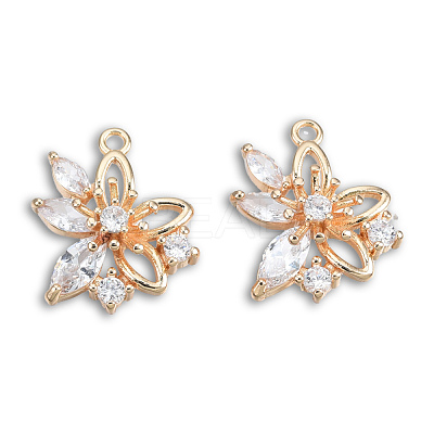 Brass Pave Clear Cubic Zirconia Pendants KK-N235-042LG-1
