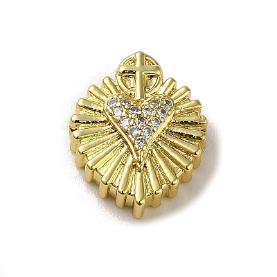 Rack Plating Brass Micro Pave Clear Cubic Zirconia Pendants KK-R158-08B-G-1