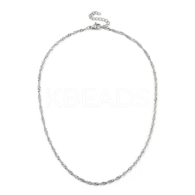 Non-Tarnish 304 Stainless Steel Singapore Chain Necklaces NJEW-JN02930-01-1
