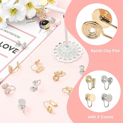 20Pcs 2 Colors Brass Spiral Pad Ear Cuff Findings EJEW-YW0001-17-1