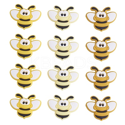 12Pcs 3 Colors Bees Silicone Focal Beads JX658A-1