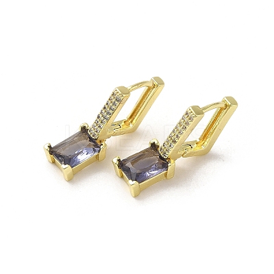Rectangle Real 18K Gold Plated Brass Dangle Hoop Earrings EJEW-L268-027G-05-1