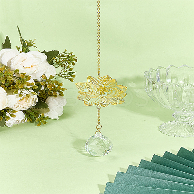 1Pc Brass Hollow Lotus Hanging Ornaments HJEW-LP0002-71C-1