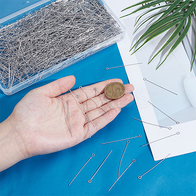 1000Pcs 304 Stainless Steel Eye Pins STAS-PH0007-06-1