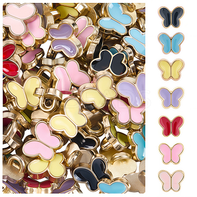 140Pcs 7 Colors Alloy Enamel Buttons FIND-GF0008-28-1
