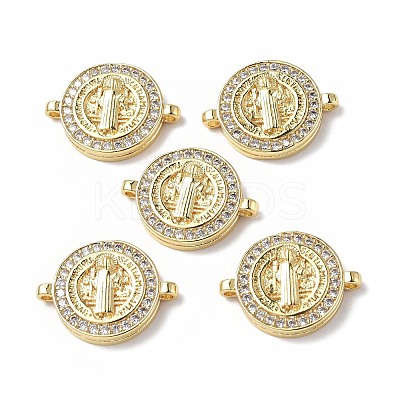 Eco-Friendly Rack Plating Brass Micro Pave Clear Cubic Zirconia Connector Charms KK-F845-03G-1