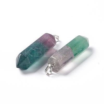 Natural Fluorite Double Terminated Pointed Pendants G-G926-01P-13-1
