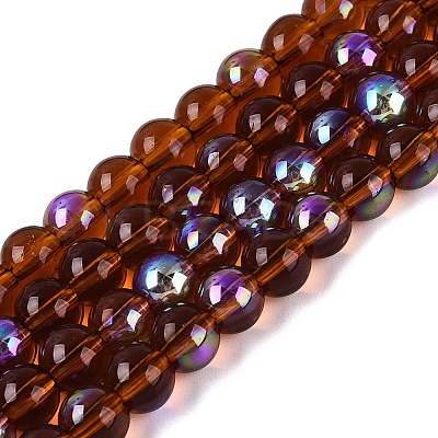 Transparent Electroplate Glass Beads Strands EGLA-Q132-6MM-01A-05-1