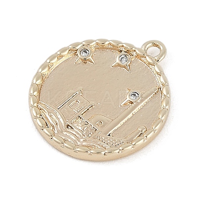 Brass Micro Pave Clear Cubic Zirconia Pendants KK-Z075-10G-1