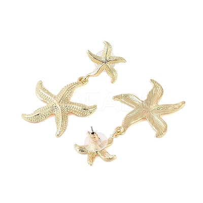 Starfish Alloy Dangle Stud Earrings for Women EJEW-A112-05KCG-1