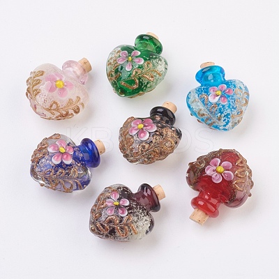 Handmade Luminous Lampwork  Perfume Bottle Pendants LAMP-P044-L-1