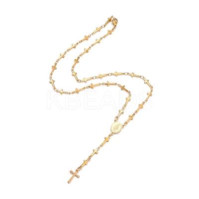 304 Stainless Steel Rosary Bead Necklaces NJEW-E133-02G-1