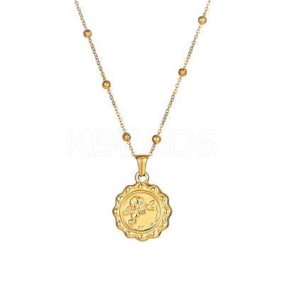 3D Relief Cupid Double-sided Portrait Pendant Necklaces UZ2344-1-1