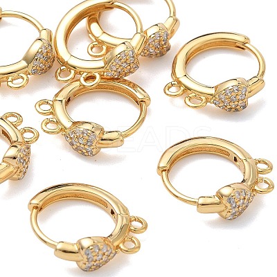 SHEGRACE Brass Micro Pave Clear Cubic Zirconia Hoop Earrings Findings XGR0153G-92G-1