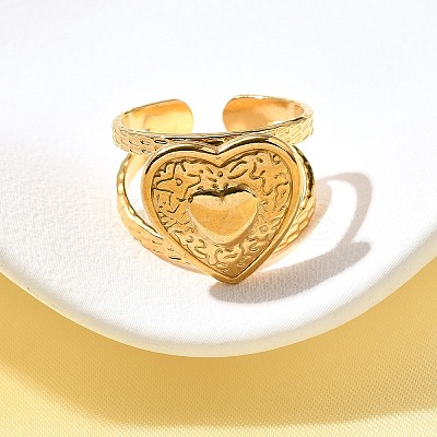304 Stainless Steel Open Cuff Ring for Women LS-RJEW-A053-06G-08-1