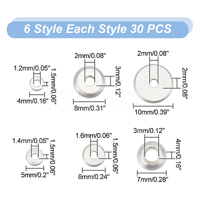 180Pcs 6 Styles 202 Stainless Steel Spacer Beads Sets STAS-AR0001-67-1