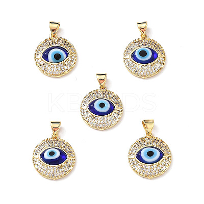 Real 18K Gold Plated Brass Clear Cubic Zirconia Pendants ZIRC-L102-12G-1