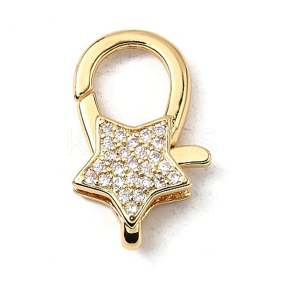 Brass Clear Cubic Zirconia Lobster Claw Clasps KK-Z078-49A-G-1