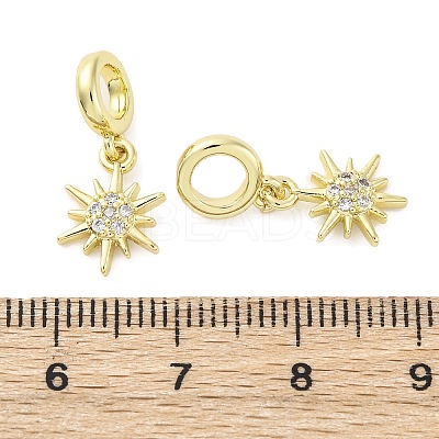 Brass Micro Pave Cubic Zirconia European Dangle Charms KK-D325-13G-1