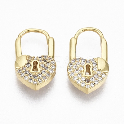 Brass Micro Pave Clear Cubic Zirconia Huggie Hoop Earrings EJEW-R114-009-NF-1