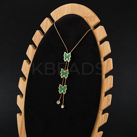 PVD Vacuum Plating 304 Stainless Steel Enamel Imitation Malachite Butterfly Pendant Necklaces NJEW-C063-02G-1