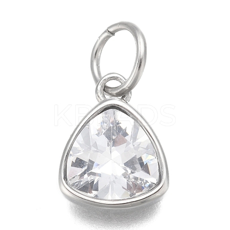 304 Stainless Steel Cubic Zirconia Pendant X-ZIRC-P080-B09-1
