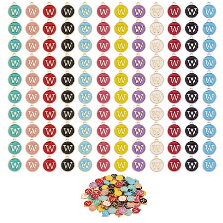 120Pcs 12 Colors Golden Plated Alloy Charms ENAM-SZ0001-64W-1