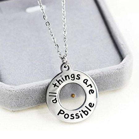 304 Stainless Steel with Mustard Seed Pendant Necklaces FS-WG8D6B2-01-1