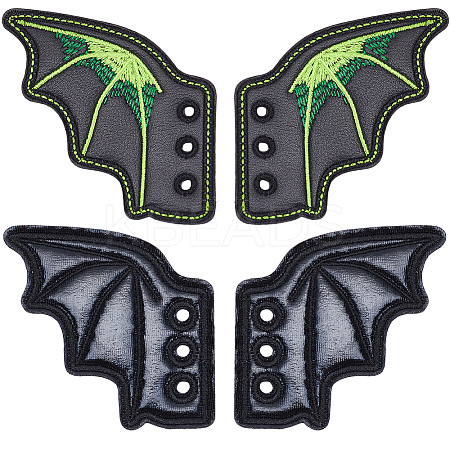 2 Pairs 2 Styles Halloween Imitation Leather Shoe Buckle for DIY Shoe Accessory AJEW-GF0011-82A-1