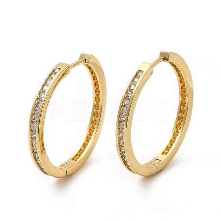Clear Cubic Zirconia Hoop Earrings EJEW-F302-02G-1