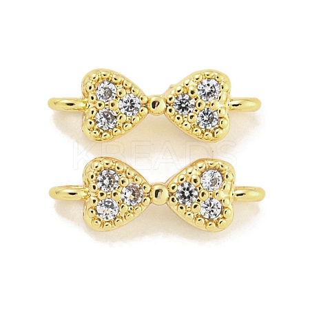 Brass Micro Pave Clear Cubic Zirconia Connector Charms KK-Q820-43G-1
