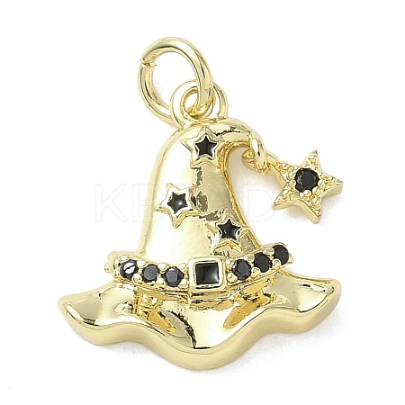 Halloween Themed Brass Micro Pave Black Cubic Zirconia Enamel Pendants LS-KK-L248-02G-1
