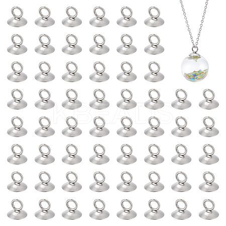 100Pcs 202 Stainless Steel Bead Cap Pendant Bails STAS-UN0034-88-1